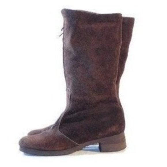 Vintage Boots Women's Size 9 NARROW Brown Leather Faux Fur Boho Hippie Campus - Picture 6 of 10